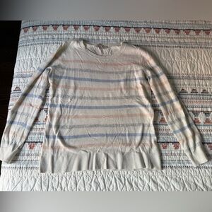 LOFT Long Sleeve Striped Top - Cream, Blue, and Pink